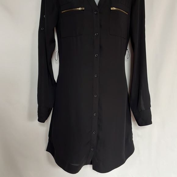 Express‎ Black Portofino Shirt Dress Gold Details Size XS - Picture 4 of 14
